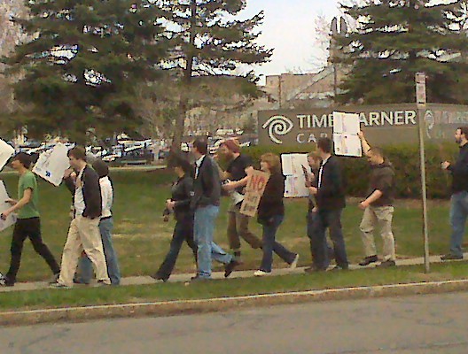 In front of Time Warner Cable protesting Internet Overcharging in 2009.