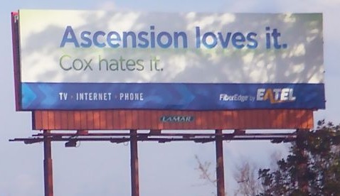 The Lafayette Pro-Fiber Blog found this EATel billboard taunting Cox