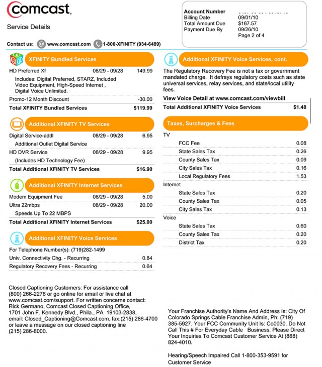 comcast bill template