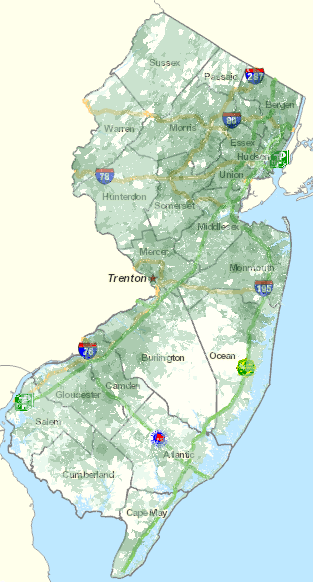Northwest, central and southern New Jersey all lack solid broadband coverage. (Map: Connecting NJ)