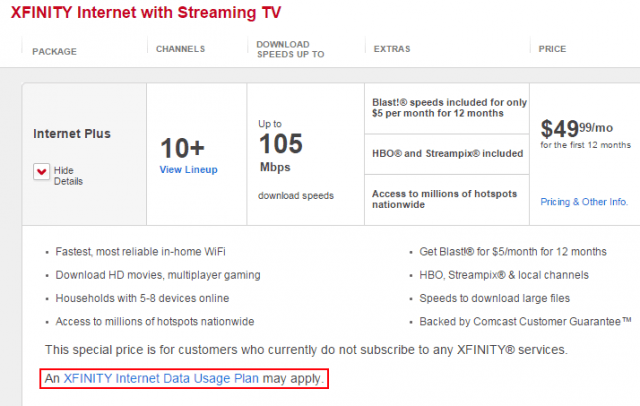 Stop the Cap! » Comcast Displays Prominent “Data Usage Plan May Apply