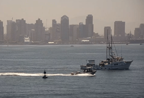 The website responsible for initiating the complaint shows live webcam footage of the San Diego Bay.