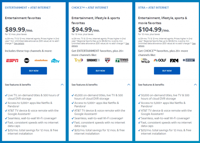 DIRECTV Bundles & Savings, Internet & TV