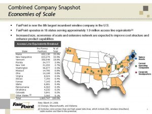 FairPoint Communications Service Area, Including Its New England "Spinco" Acquisition