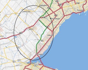 Cogeco's Ultimate HSI Service Map - Service First in Communities Southwest of Toronto (click to enlarge)