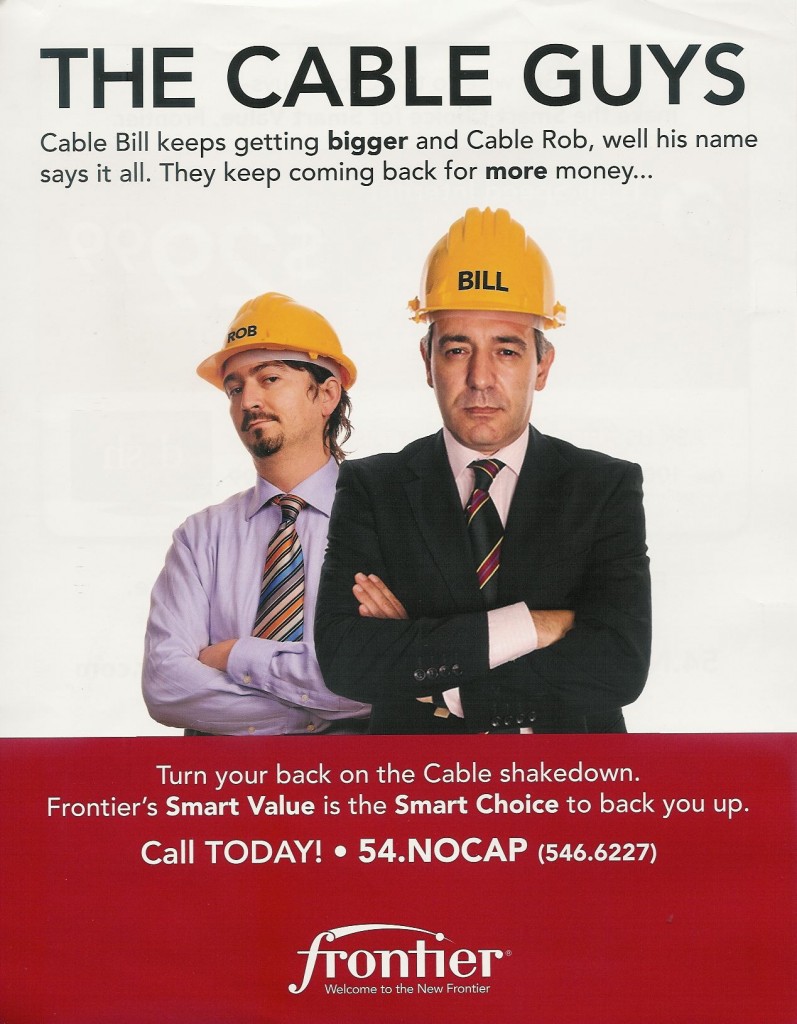 Frontier used Time Warner Cable's usage cap experiment against them in this ad to attract new customers in the spring of 2009.
