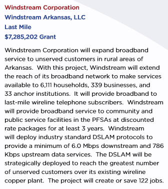 Windstream waited for the federal government to kick in $7.28 million in taxpayer dollars before it would agree to extend its DSL service to customers in its own home state of Arkansas.