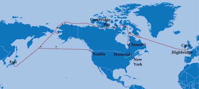 Arctic Fibre's Network Map