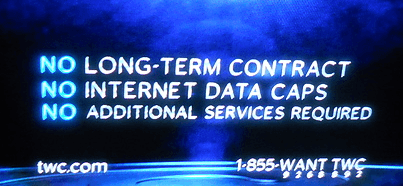 Time Warner Cable goes out of its way to advertise "No Data Caps."