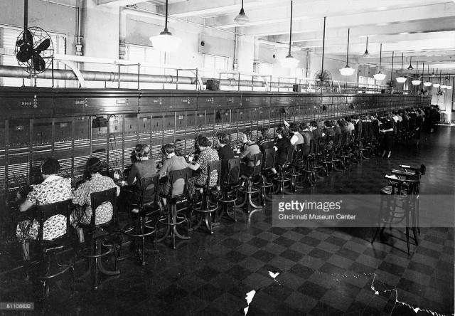 1930s: View of half of the world's longest switchboard at the City and Suburban Telegraph Company (later Cincinnati Bell Telephone). The board held 88 positions and handled a record of 9,722 outgoing calls in 1937. Cincinnati, Ohio. 01/01/1935 Photo by Cincinnati Historical Society/Getty Images