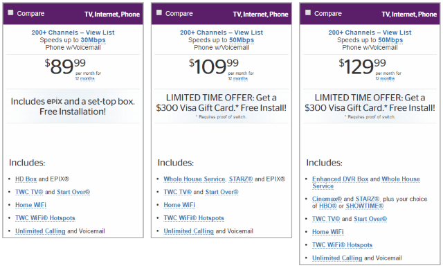 While tempting, these offers usually require upgrades that raise the price. For example, Whole House DVR mandatory service and equipment fees add $11.75 a month per cable box, with at least two boxes required.