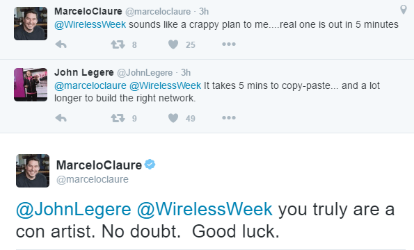 T-Mobile CEO John Legere and Sprint CEO Marcelo Claure traded tweet barbs this morning.