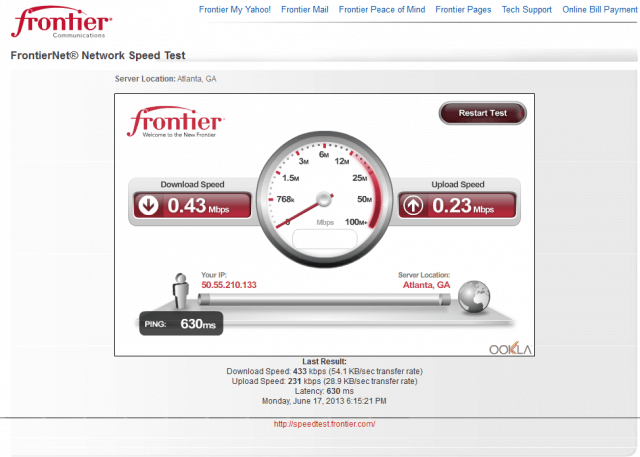 internet speed test frontier